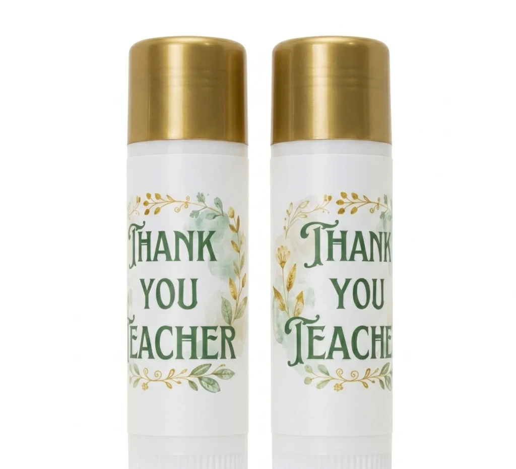 Thank You Teacher custom lip balm gift with gold cap