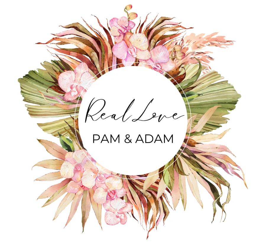 Real Love — Pam & Adam rustic wedding lip balm label design