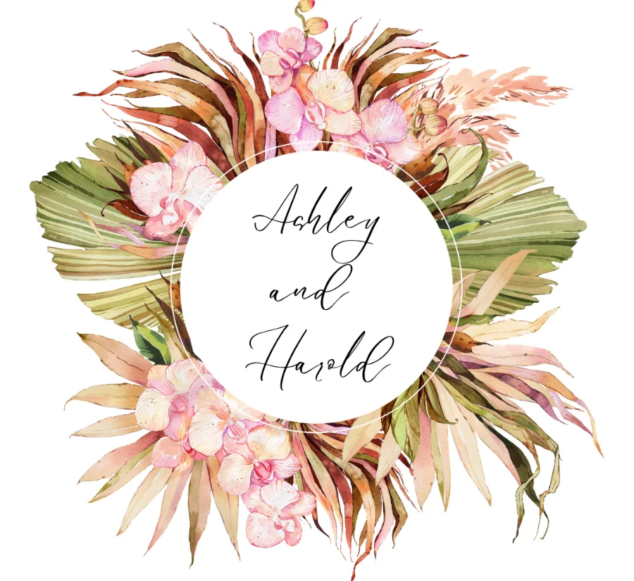 Ashley and Harold rustic wedding lip balm label design