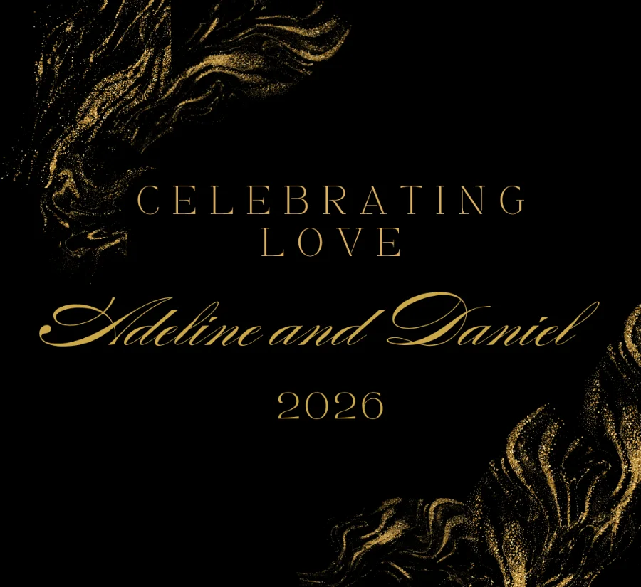 Celebrating Love — Adeline and Daniel glitter wedding lip balm label design