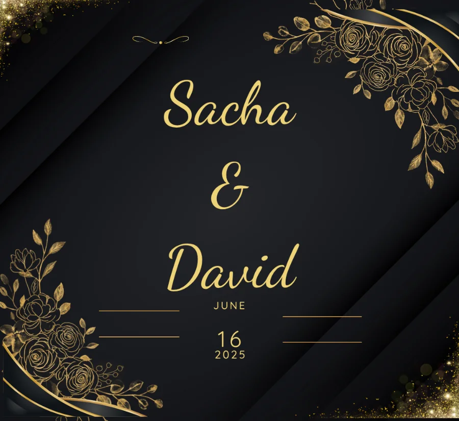 Sacha & David glitter wedding lip balm label design