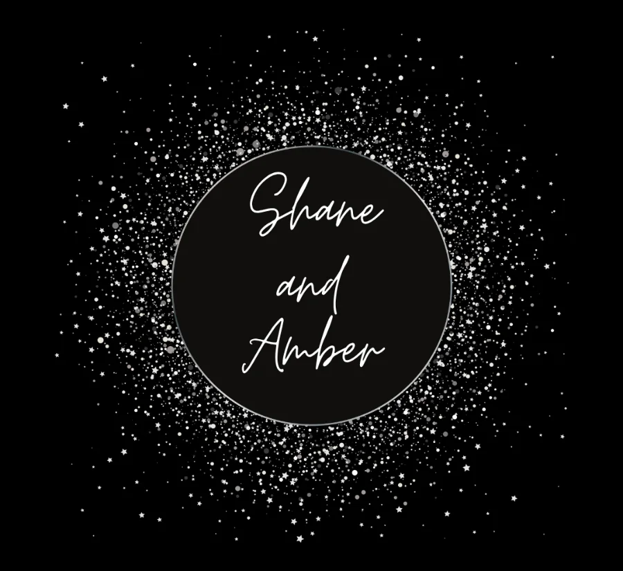 Shane and Amber glitter wedding lip balm label design