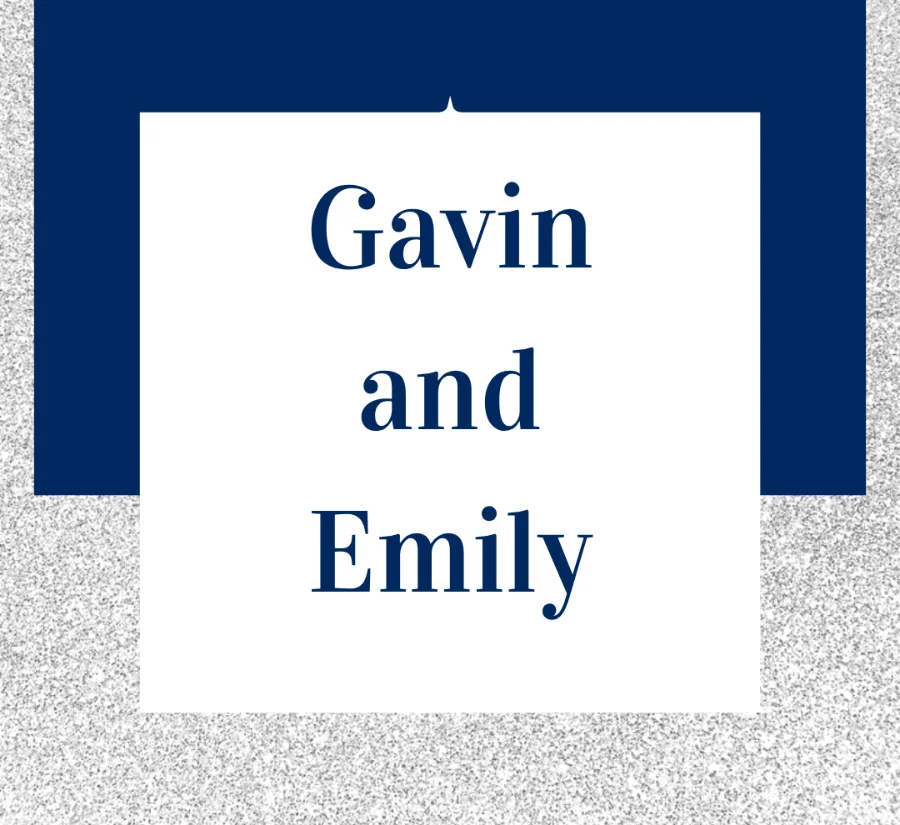 Gavin and Emily glitter wedding lip balm label design
