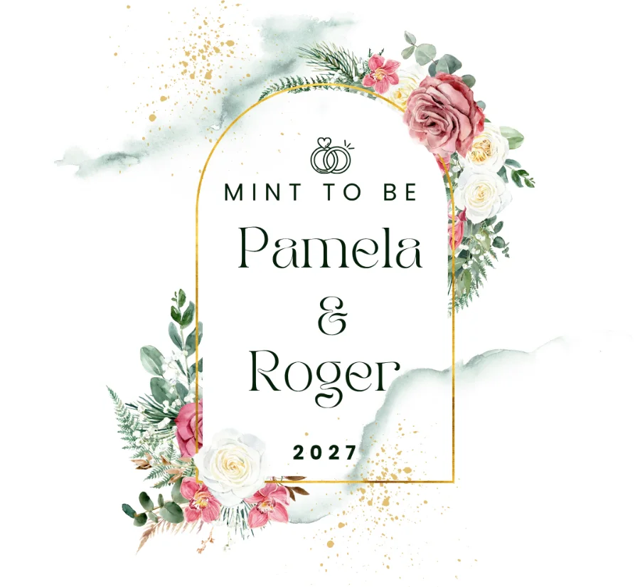 Mint To Be — Pamela & Roger floral wedding lip balm label design