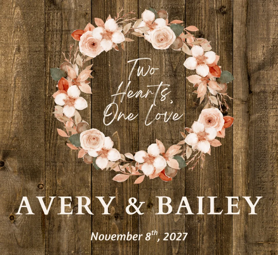 Two Hearts, One Love — Avery & Bailey rustic wedding lip balm label design
