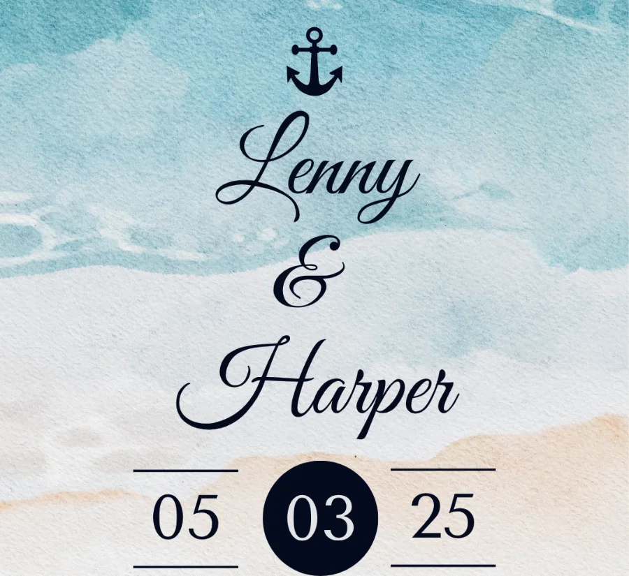 Lenny & Harper beach and destination wedding lip balm label design