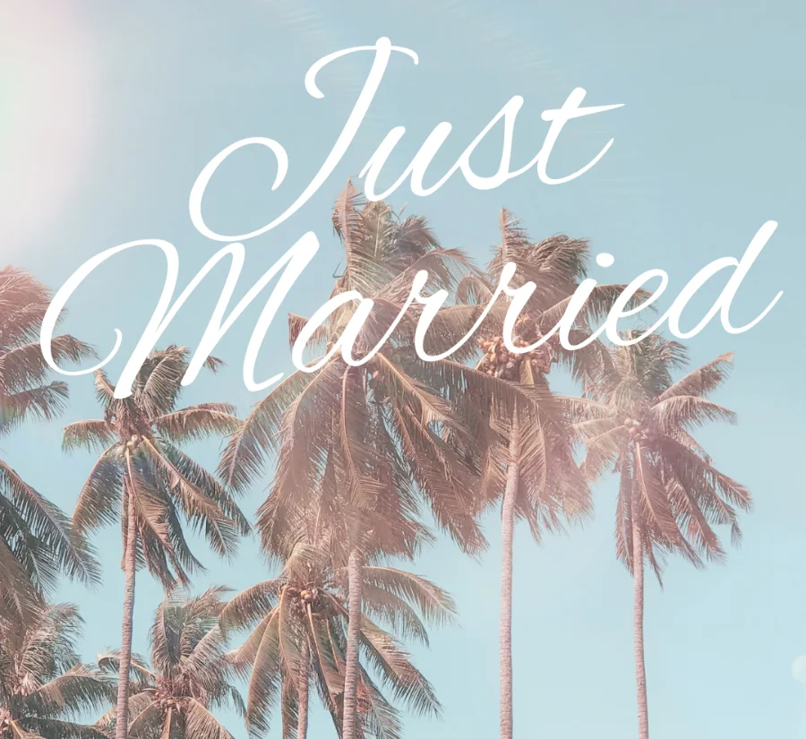Just Married beach and destination wedding lip balm label design